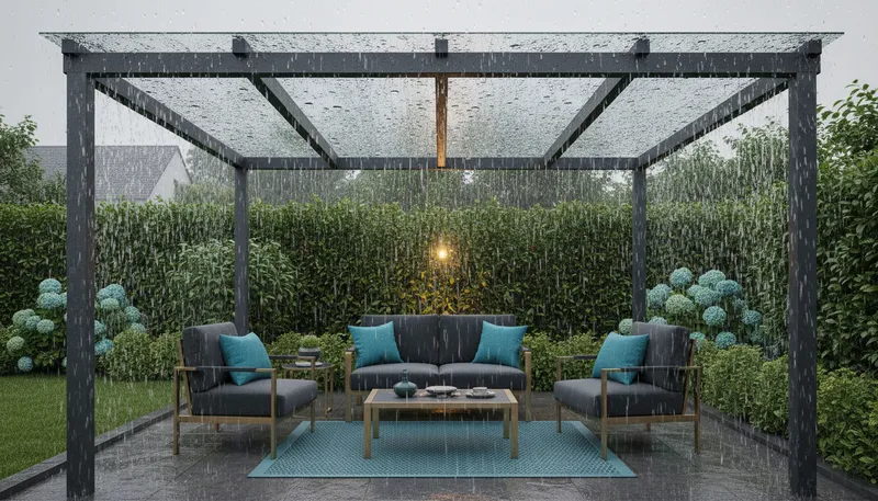 Terrassendach bei Regen